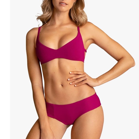 Boys + Arrows Magenta Pink Ribbed Bikini Set- Dylan Top + Wallace Bottoms - Picture 1 of 16
